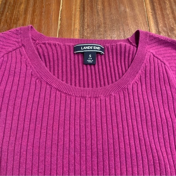 Lands End Women’s Violet Purple Scoop Neck Short Sleeve Sweater Size S (6-8) - Picture 3 of 7